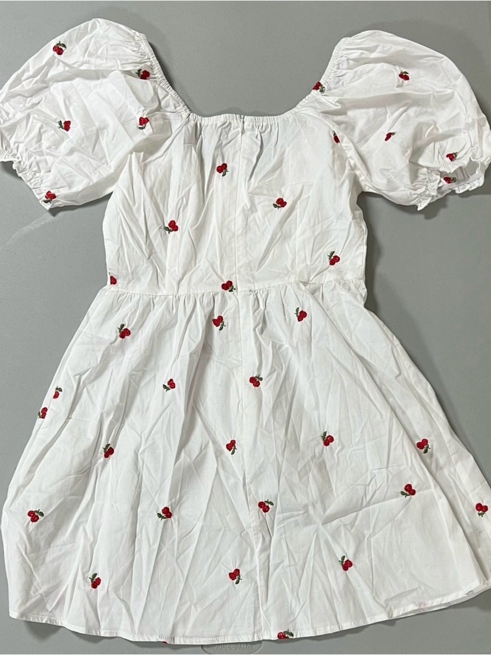 White Red Cherry Cherries Babydoll Mini Dress Size S 🍒✨ #cherry #dress #summer - Picture 4 of 5